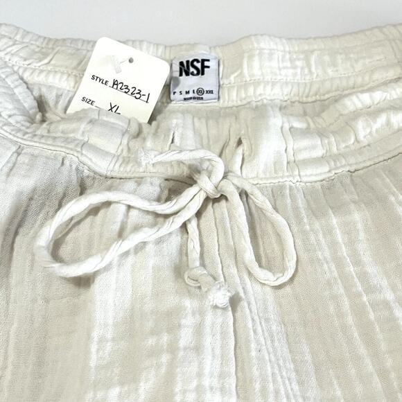 NSF Cotton Muslin Drop Crotch Straight Leg Shailey Pants White Womens XL NWT - Picture 7 of 11